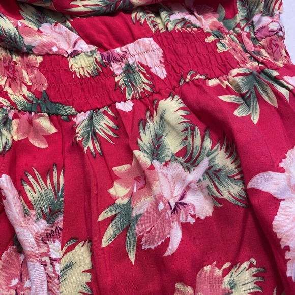 Triple Five Soul SALESMAN SAMPLE Jumpsuit Raspberry Red Tropical Floral Medium - Picture 7 of 7